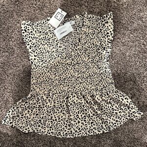 Cheetah print smocked top- women’s XS